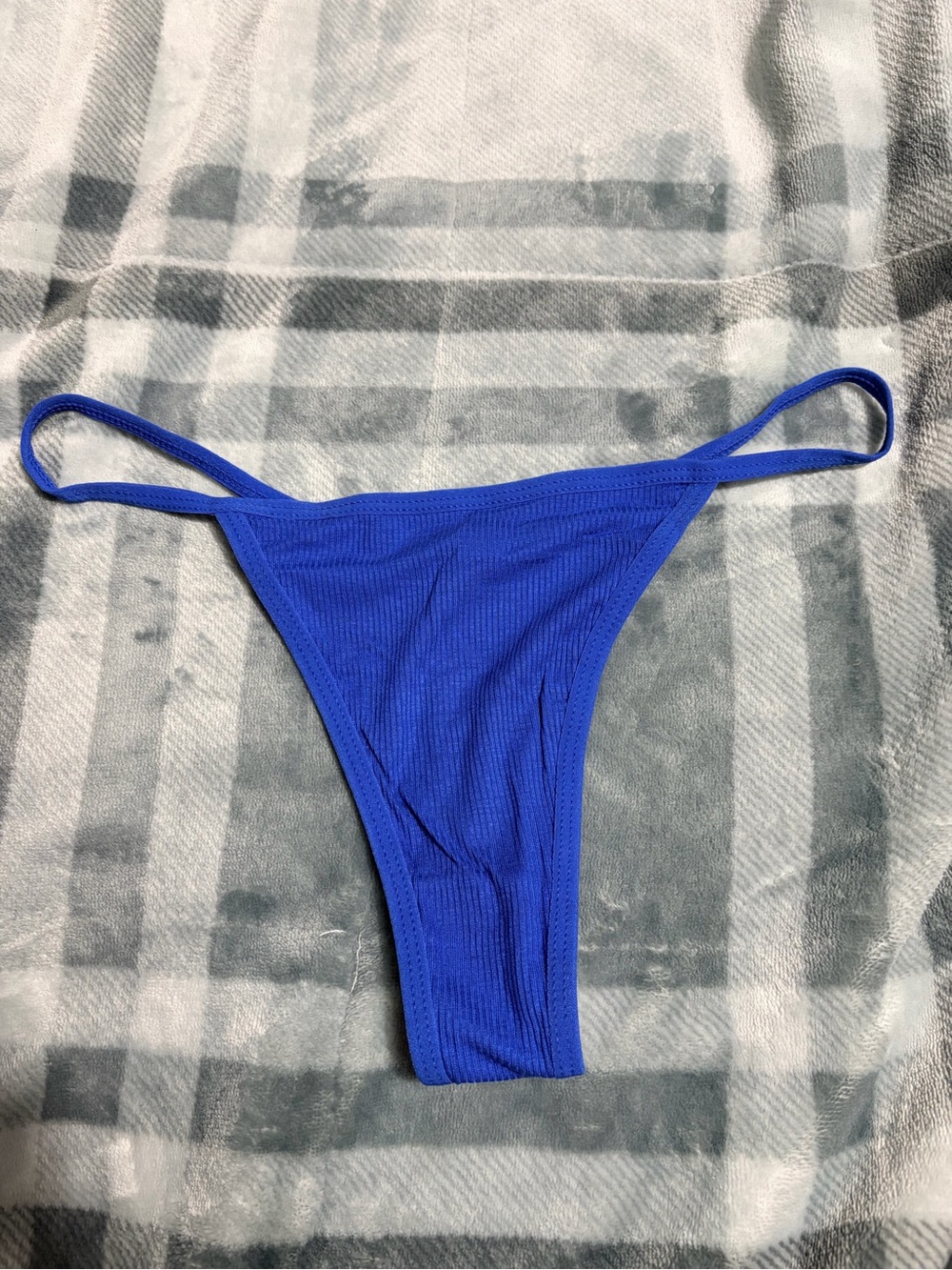 Blue Ribbed Thong - Picture 3 of 3
